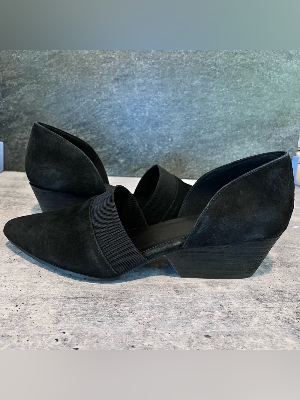 Eileen Fisher Holly D’Orsay Pump Black Suede 9.5, 2” Heel, Shoe